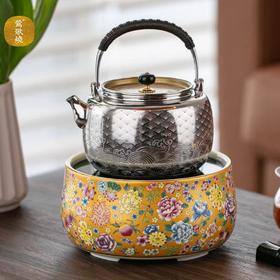 莺歌烧 万花竞春电陶炉家用煮茶茶炉泡茶煮茶器