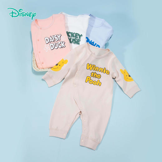 迪士尼婴幼卡通哈衣春季男女宝宝侧开连体衣舒适透气抱衣爬爬服ZD1DL003 商品图4