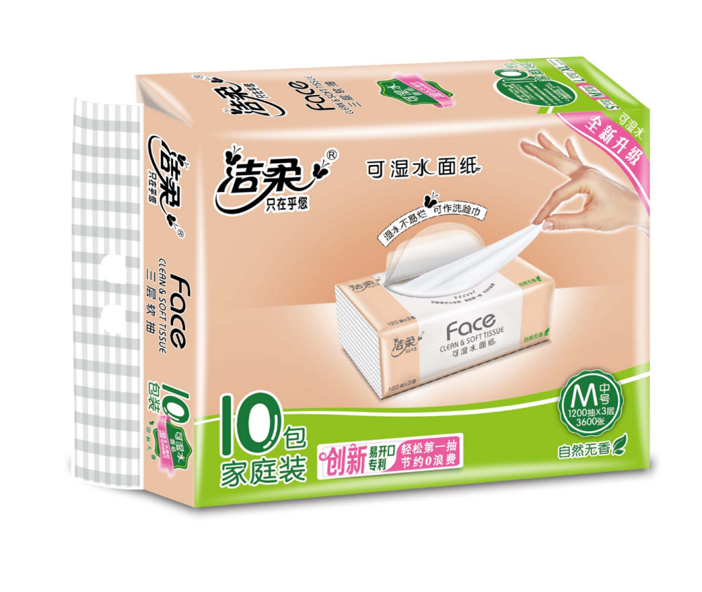 洁柔Face120抽3层纸面巾(10包/提) （预售，下单后陆续到货）