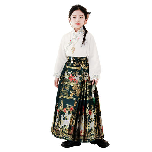 汉服女童2024新款春秋季女孩唐制古风妆花织锦高级超仙马面裙 商品图4