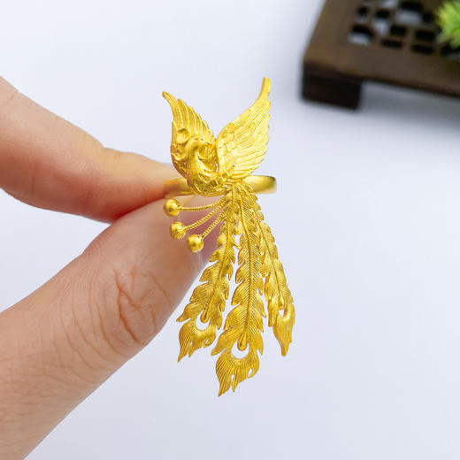 【限时克减150元】足金999.9 #婚庆 古法活口婚嫁凤戒凤凰于飞凤凰女戒(AIGFJZ00052-2)（预售产品下单后不退款不退货不换货不补差（预售产品下单后不退款不退货不换货不补差 商品图2