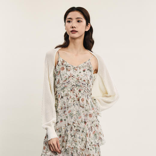 谜底针织开衫长袖女2024夏季新品复古优雅提花披肩上衣242MZ0876 商品图0