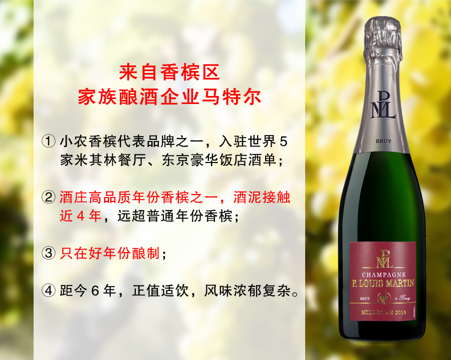 【现货促销，配额6瓶】香槟世纪年份WE97分：路易马丁干型年份旗舰香槟（2018年）