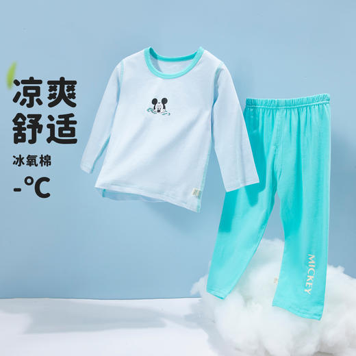 迪士尼冰氧棉24夏款男女童凉感套装家居服儿童睡衣长袖长裤空调服ZD1DT023
 商品图7