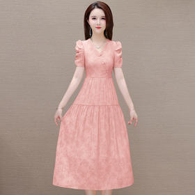 QYM-6416国风复古连衣裙2024年夏季新款气质女装中长款印花裙子