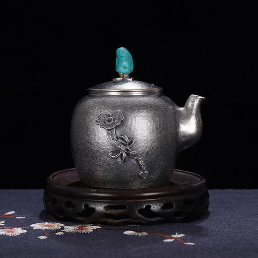 子佩集S999银+崖柏【仙鹿如意】小茶壶摆件【TG0012】2403 商品图1