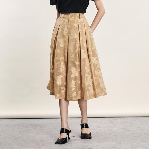 谜底七分阔腿裤女2024年夏季新品复古优雅浪漫提花裤子242MK0540 商品图1