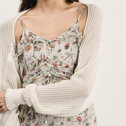 谜底针织开衫长袖女2024夏季新品复古优雅提花披肩上衣242MZ0876 商品图3