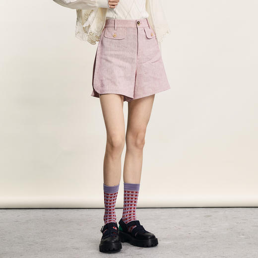 谜底A型短裤女2024年夏季新品通勤风百搭透气纯色直筒裤242MK0709 商品图1