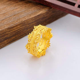 【限时克减150元】足金999.9 #皇冠 #宫廷风 古法镂空实心固口宫廷蕾丝皇冠女戒(AIGFJZ00123)（预售产品下单后不退款不退货不换货不补差价）