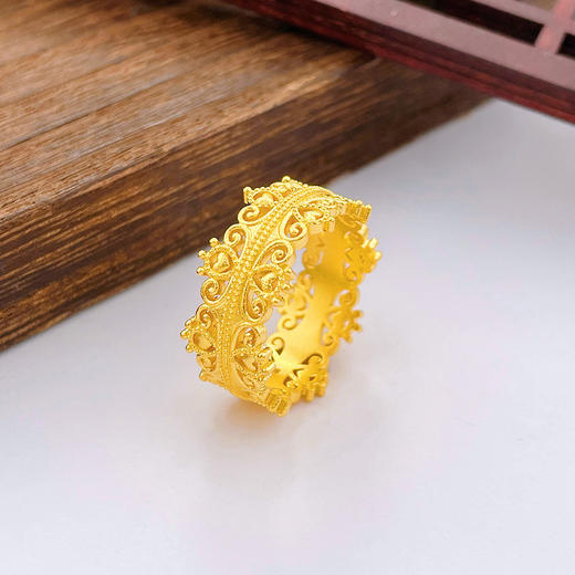 【限时克减150元】足金999.9 #皇冠 #宫廷风 古法镂空实心固口宫廷蕾丝皇冠女戒(AIGFJZ00123)（预售产品下单后不退款不退货不换货不补差价） 商品图0