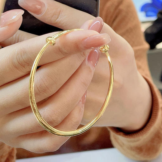 【限时克减150元元】足金999.9 (面宽约2.7-3.1mm)实心手镯光面推拉手镯光圈推拉手镯素圈推拉手镯圆管推拉手镯(HWSZ00002-02)预售产品下单后不退款不退货不换货不补差价） 商品图4