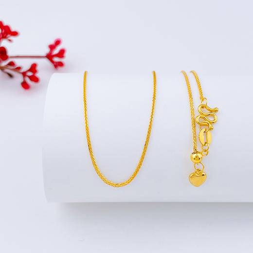 【限时克减150元】足金999 (足金999字印)5G黄金心尾款抽拉调节方肖邦链项链（尺寸50CM）(5GXL00072-06)（预售产品下单后不退款不退货不换货不补差价） 商品图1