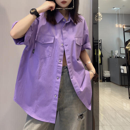 14GD净色双口袋短袖衬衫40212（紫） 春季 404271032105 商品图2