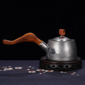 子佩集S999银+崖柏【暖阳花韵】小茶壶摆件【TG0011】2403