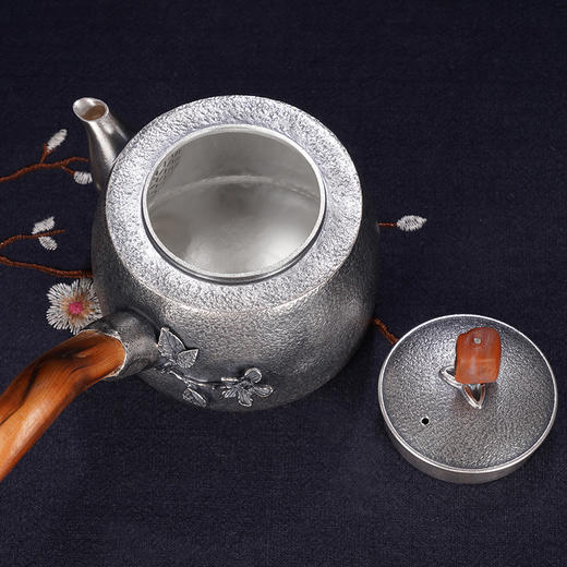 子佩集S999银+崖柏【暖阳花韵】小茶壶摆件【TG0011】2403 商品图5