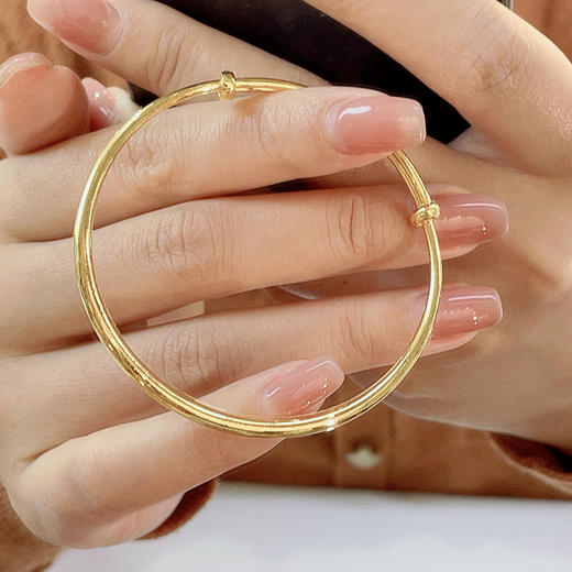 【限时克减150元元】足金999.9 (面宽约2.7-3.1mm)实心手镯光面推拉手镯光圈推拉手镯素圈推拉手镯圆管推拉手镯(HWSZ00002-02)预售产品下单后不退款不退货不换货不补差价） 商品图3