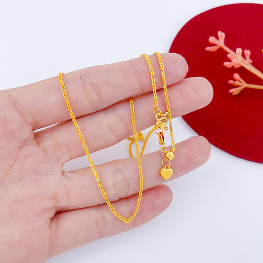 【限时克减150元】足金999 (足金999字印)5G黄金心尾款抽拉调节方肖邦链项链（尺寸50CM）(5GXL00072-07)（预售产品下单后不退款不退货不换货不补差价） 商品图2