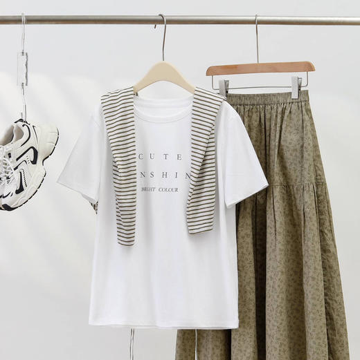 女士100%纯棉随性休闲T恤 商品图2