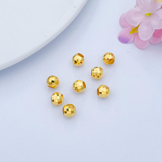 【限时7.5折】【定价黄金】足金 【无字印】3D硬金散珠转运珠圆镭射珠路路通手串配件（8粒总长约4.2cm，8粒/件）(V3DSC00333)（预售产品下单后不退款不退货不换货不补差价） 商品图0