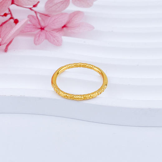 【限时克减150元】足金999 5G黄金空心固口戒指双边卷草纹圈戒(AG5GJZ00195)（预售产品下单后不退款不退货不换货不补差（预售产品下单后不退款不退货不换货不补差 商品图0