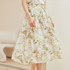 玳莎印花天丝半裙女2024夏日新款优雅轻薄透气显瘦松紧腰A字褶裙  EB34301 商品缩略图2