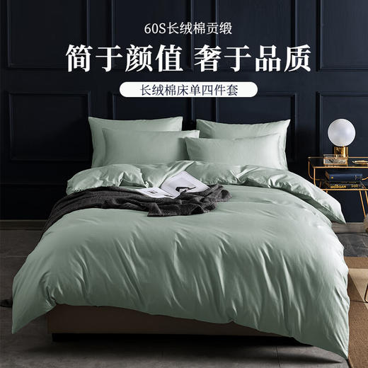 安巢家居  长绒棉床单四件套 简约  AW10241 灰绿 商品图0