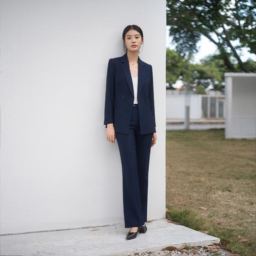 IWY/藏青色西装套装高端休闲宽松西服商务职场风C14222+P34222 商品图4