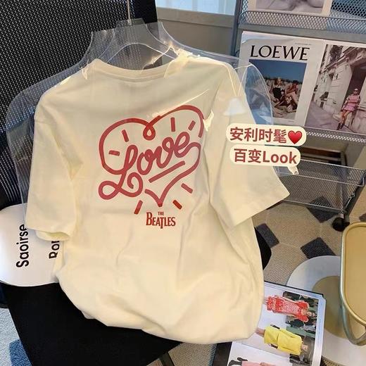 【69.9两件任选！】纯棉包领 卡通印花短袖t恤女夏季新款 成人T恤短袖宽松中长款休闲百搭上衣-QQ 商品图11