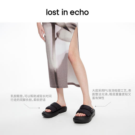 lost in echo2024新品设计师品牌填充感双条带厚底面包拖鞋沙发拖 商品图4