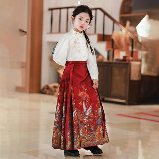 儿童汉服女孩2024春秋新款原创唐装中式妆花织锦段超仙马面裙 商品图3