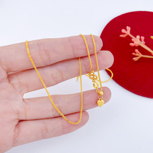 【限时克减150元】足金999 (足金999字印)5G黄金心尾款抽拉调节方肖邦链项链（尺寸50CM）(5GXL00072-06)（预售产品下单后不退款不退货不换货不补差价） 商品图2