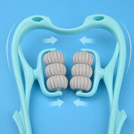 「送精油+穴位图！升级六轮款」颈椎按摩器夹脖子按摩 六轮颈部揉捏按摩器手动多功能家用健康训练 商品图2