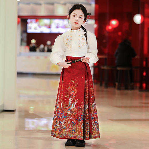 儿童汉服女孩2024春秋新款原创唐装中式妆花织锦段超仙马面裙 商品图0