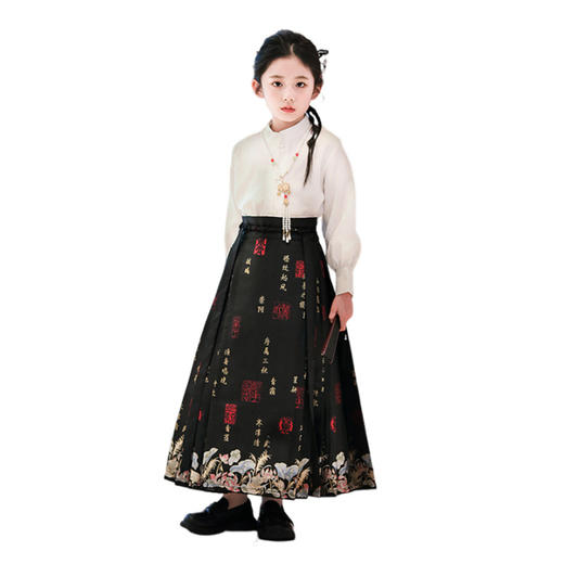 【渔舟唱晚马面裙】汉服女童2024龙年春秋新款小女孩古风唐装超仙中式马面裙演出 商品图4