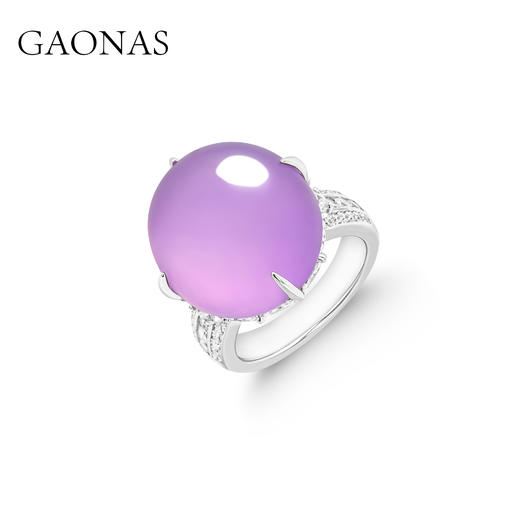 GAONAS 925银合成锆石戒指 紫气东来 紫色蛋形戒指（仿真）10388JPR 商品图2