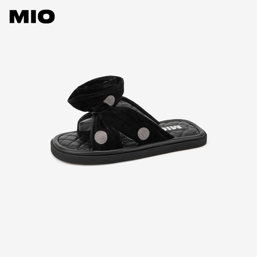 MIO米奥夏季拼色低跟拖鞋复古波点玫瑰舒软通勤一字拖女M243131221 商品图1