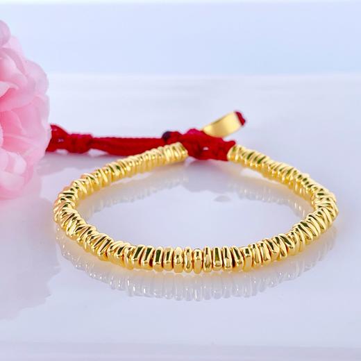 【限时7.5折】【定价黄金】足金 #小红书  #电商超轻  #盘缠  无氰5D五路财神手串碎碎金红绳调节成品手串(AJ5DSC00008)（预售产品下单后不退款不退货不换货不补差价） 商品图3
