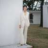 IWY/春季米白色西装套装宽松显瘦慵懒风韩版设计感两件套微喇裤装C13310+P33310 商品缩略图1
