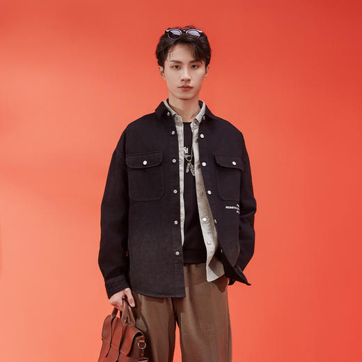 【断码清仓】HX 春秋季水洗牛仔衬衫式茄克衫外套S105411042101 商品图1