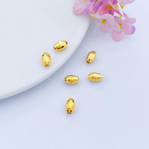 【限时克减150元】足金 【无字印】3D硬金散珠转运珠镭射珠橄榄珠路路通手串配件（6粒总长约5cm，6粒/件）(V3DSC00332)（预售产品下单后不退款不退货不换货不补差价） 商品图1