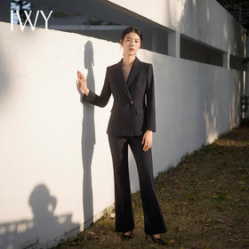 IWY/春季ol藏青色西装套装长袖高级感西服宽松两件套微喇裤装C14210+P34210