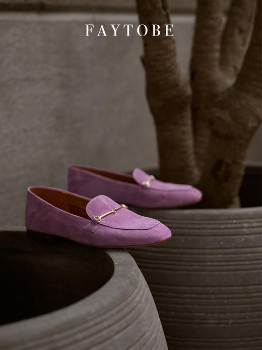 faytobe马衔扣金属乐福鞋24春款通勤乐福鞋多色一脚蹬女精致百搭单鞋 商品图4
