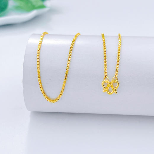 【限时克减150元】足金999.99 五9黄金盒仔链项链(AFWJ040XL00015)补差价）补差价）预售产品下单后不退款不退货不换货不补差价 商品图0