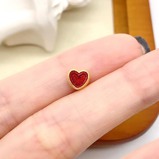 【限时7.5折】【定价黄金】足金 古法高温烧蓝空心双面爱心手串心形手串配件高温珐琅心形手串(AKGFSC00018)（预售产品下单后不退款不退货不换货不补差价） 商品图2