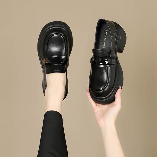 ZHR则则时尚亮面厚底乐福鞋女鞋2024春季新款休闲两穿百搭小皮鞋 商品图1