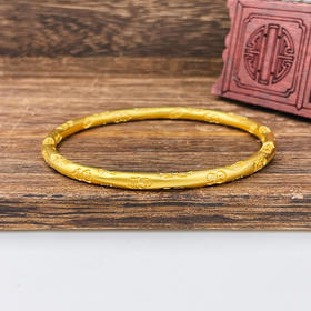 【限时克减150元】足金999.9 古法固口实心圆管吉言金手镯（面宽约3.7-4.1mm）(ANWZGFSZ00112)（预售产品下单后不退款不退货不换货不补差价）