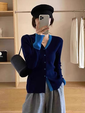 撞色拼接开衫HS