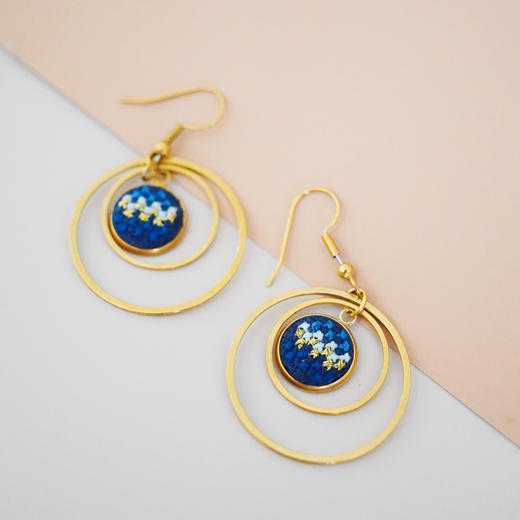 心艺手作：皇冠金“努苏姆”系列耳环 Crown Gold Nuusum Earrings in Blue/Pink/Teal 商品图1