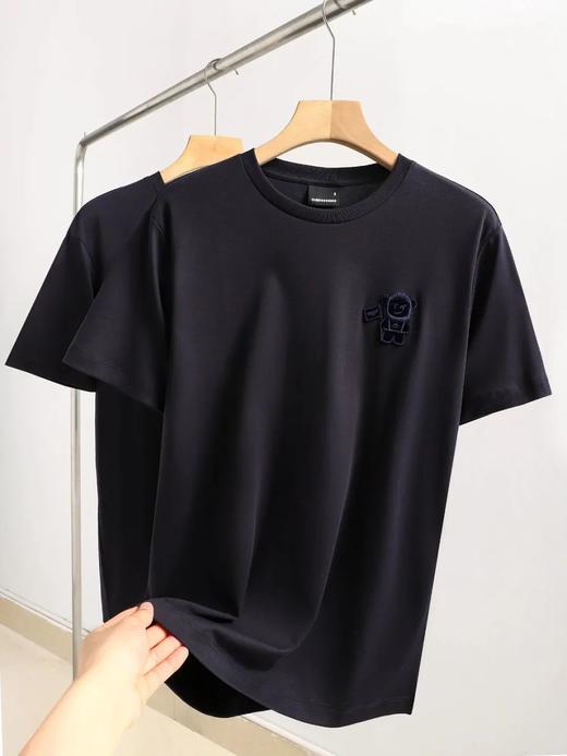 柜1300！水柔棉登月刺绣纯色圆领短袖T恤 商品图0